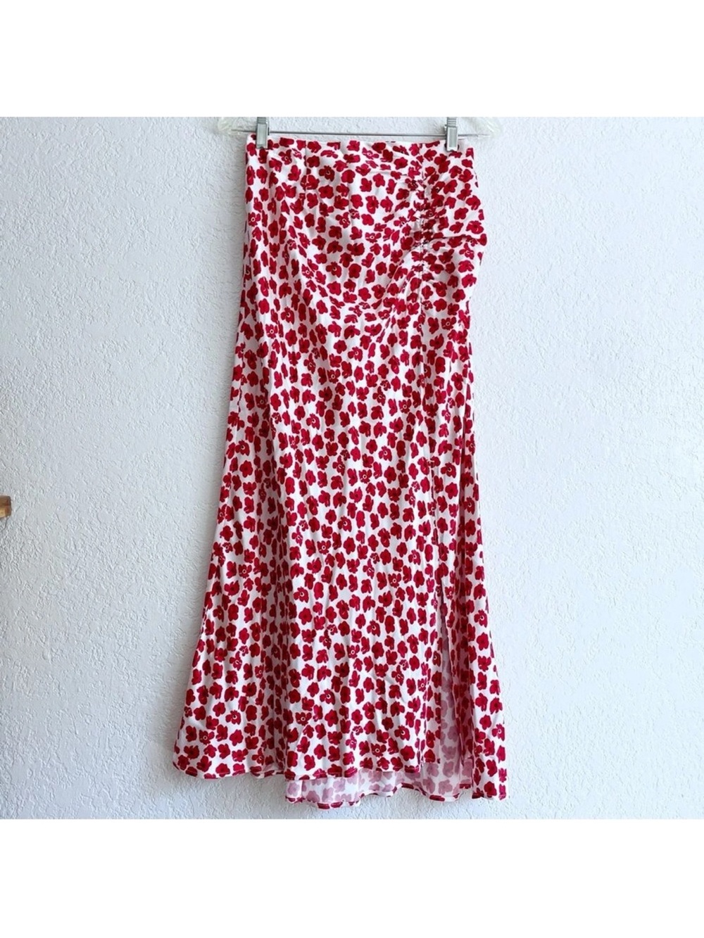 Maeve Midi Slip Skirt in Red Floral Print Medium - Picture 6 of 11